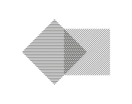 Two squares of parallel lines intersect each other. Geometric shape for desig Illustrazione stock
