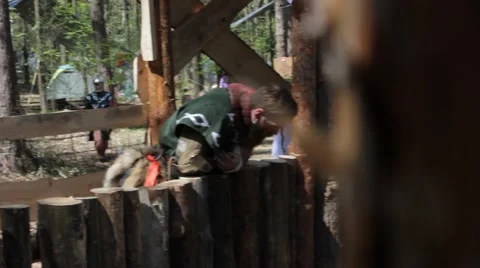 Two squires are discussing about weapons Video stock 40497057