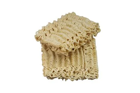 Two Stacked Blocks of Dry Uncooked Instant Noodles Stock Photos