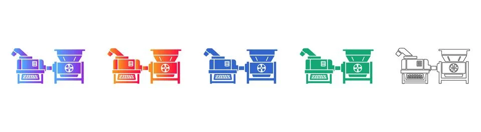 Two Stage Industrial Processing Machine Icon Set for Complex Operations Stock Illustration