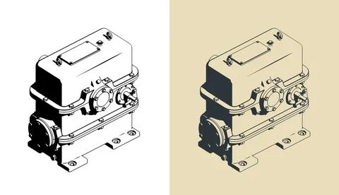 Two-stage worm gearbox illustrations Stock Illustration