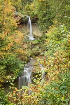 The two stages of the Scheidegger waterfall Stock Photos