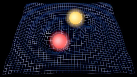 Two stars orbiting around their common barycenter get closer Stock Footage 87794146