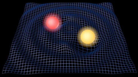 Two stars orbiting around their common barycenter , Kept apart Stock Footage 87812621