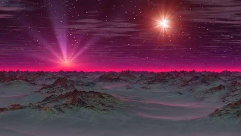 Two Stars in the Sky Alien Planet Stock Footage 73775105