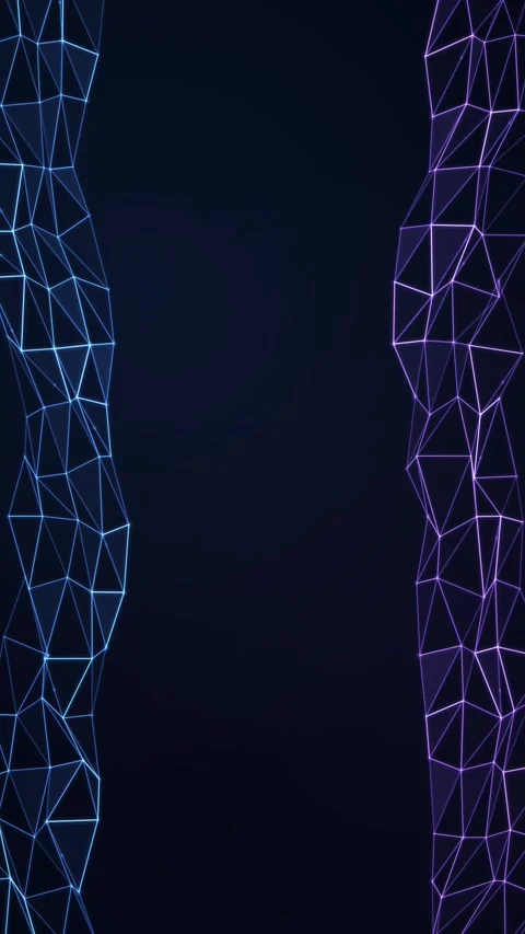 Two static plexus frames glow blue and purple against a dark navy background Stock Footage 345184951