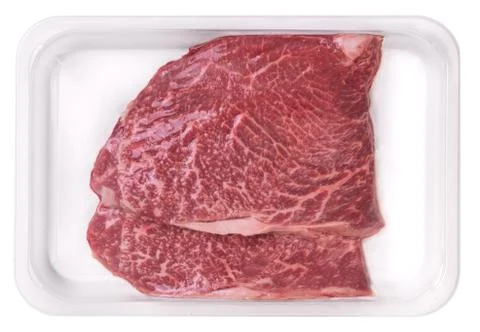 Two steaks in vacuum packaging Foto stock
