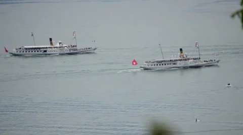Two steamboats Stock Footage