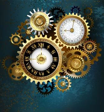 Two Steampunk Clocks with Gears Illustrazione stock