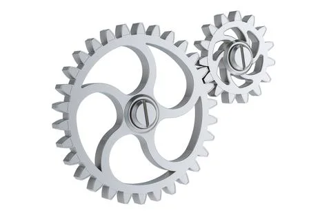 Two steel gearwheels. 3D rendering Stock Illustration