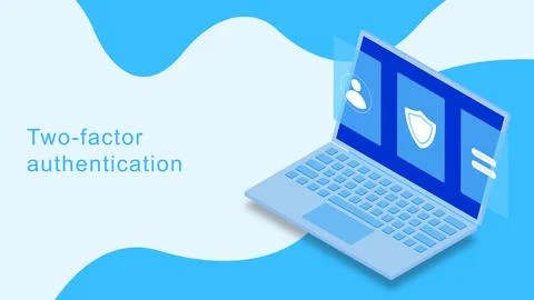 Two step authentication, 2FA Two factor verification concept with laptop Stock Illustration