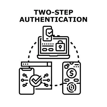Two step authentication concept for secure online access Stock Illustration