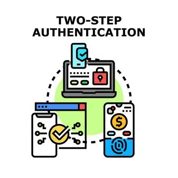 Two step authentication concept for secure online access Stock Illustration
