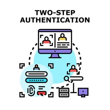Two step authentication concept securing digital access Illustrazione stock