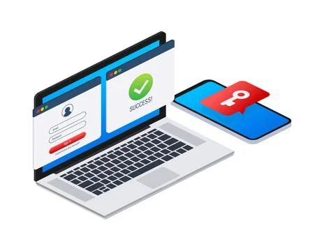 Two step authentication, Duo authentication, flat cartoon smartphone and Stock Illustration
