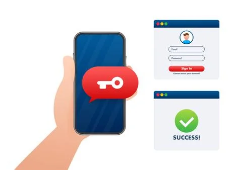 Two step authentication, Duo authentication, flat cartoon smartphone and Stock Illustration