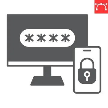 Two step authentication glyph icon, security and protection, 2FA two factor Stock Illustration