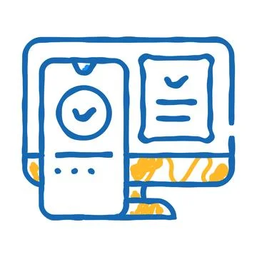 Two step authentication icon doodle illustration Stock Illustration
