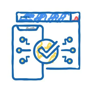 Two step authentication icon doodle illustration Stock Illustration