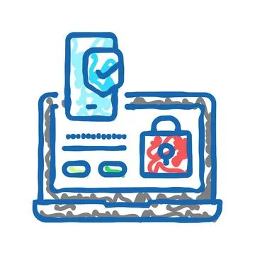 Two step authentication icon doodle illustration Stock Illustration
