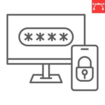 Two step authentication line icon, security and protection, 2FA two factor Stock Illustration