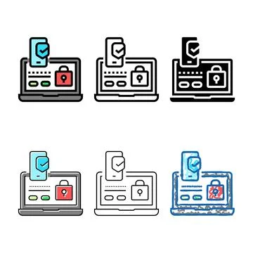 Two step authentication multipack color icon vector Stock Illustration