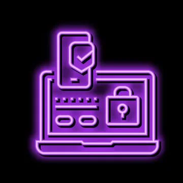 Two step authentication neon glow icon illustration Stock Illustration