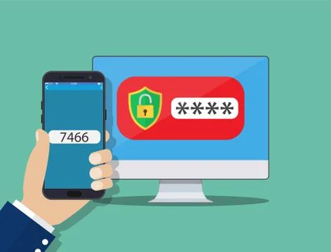 Two step authentication on smartphone 스톡 일러스트