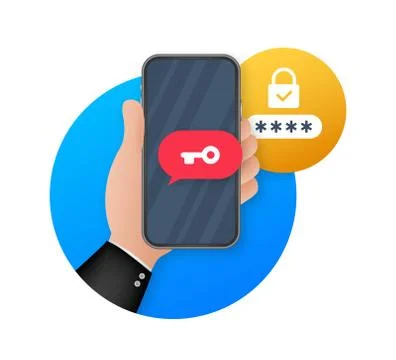 Two step authentication vector illustration, flat cartoon smartphone and Stock Illustration