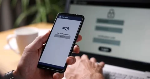 Two-step authentication. verification code on smart phone screen for identi.. Stock Footage 252815604