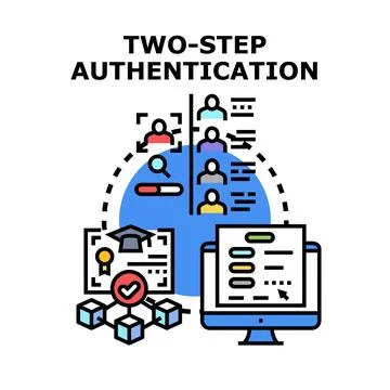 Two step authentication verifying user identity for secure access Stock Illustration