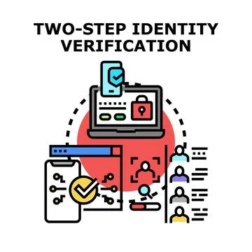 Two step identity verification concept with digital security Stock Illustration
