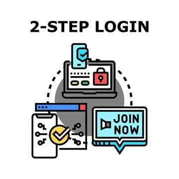Two step login process for secure online access Illustrazione stock