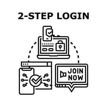 Two step login process for secure online access Illustrazione stock