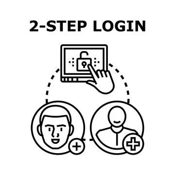 Two step login for secure account access concept Illustrazione stock