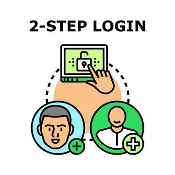 Two step login for secure account access concept Stock Illustration