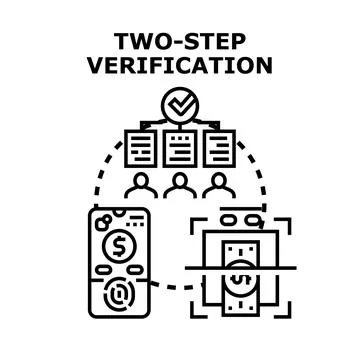 Two step payment verification secure transaction process Stockillustratie