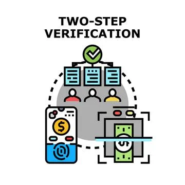 Two step payment verification secure transaction process Stockillustratie