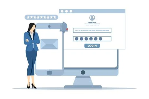 Two-step security concept, login authentication and information protection. 스톡 일러스트