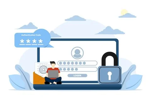 Two step verification concept, OTP, authentication password. 스톡 일러스트