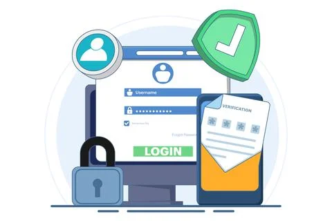 Two-step verification concept, OTP, Authentication password. Stock Illustration