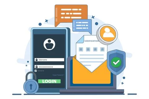 Two-step verification concept, OTP, Authentication password. 스톡 일러스트