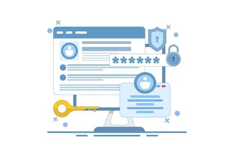 Two-step verification concept to protect personal data. User authorization. Stock-Illustration