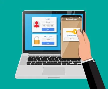 Two steps authentication concept. Stockillustratie