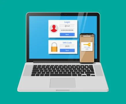 Two steps authentication concept. Illustrazione stock