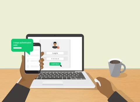 Two steps authentication concept illustration Illustrazione stock