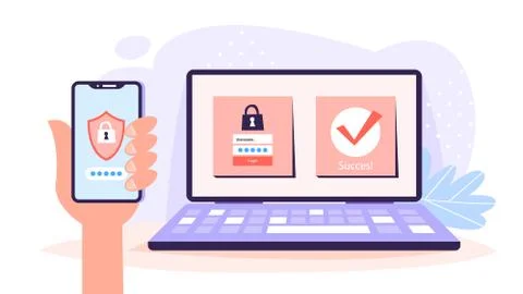 Two steps authentication, duo verification concept. Identification Stock Illustration