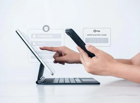 Two steps authentication or 2FA concept. 2023 Verification code with key icon Stock Photos