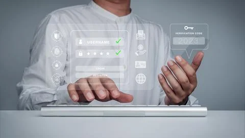 Two steps authentication or 2FA technology concept. 2023 Verification code an Stock-Fotos