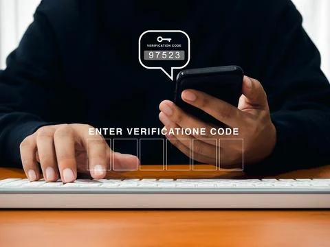Two steps authentication or 2FA concept. Empty verification code input box .. Stock Photos